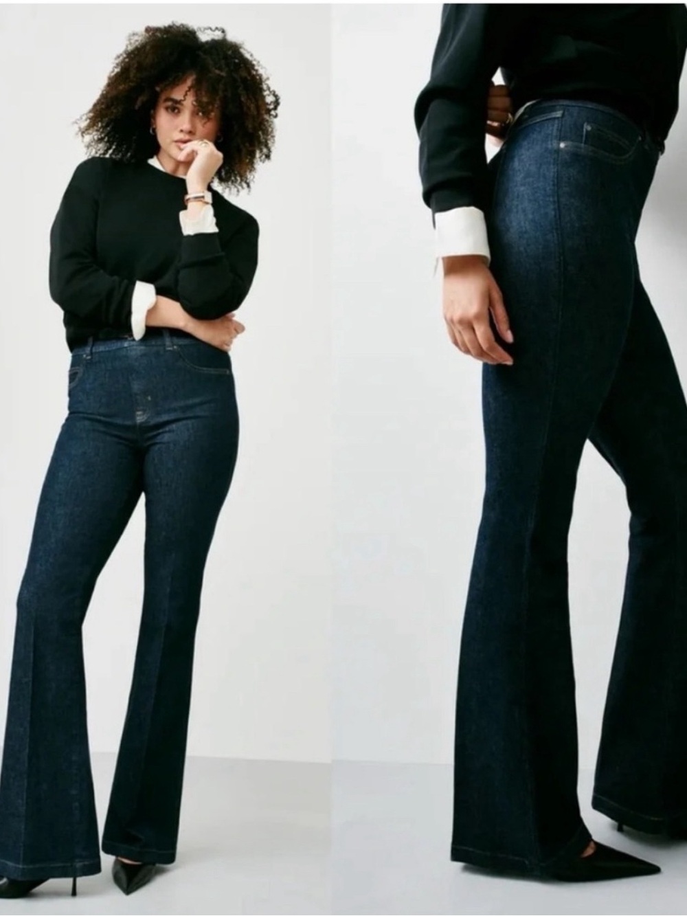 Spanx SpanxShape Every Wear Flare Jeans in Raw Indigo Size Large New